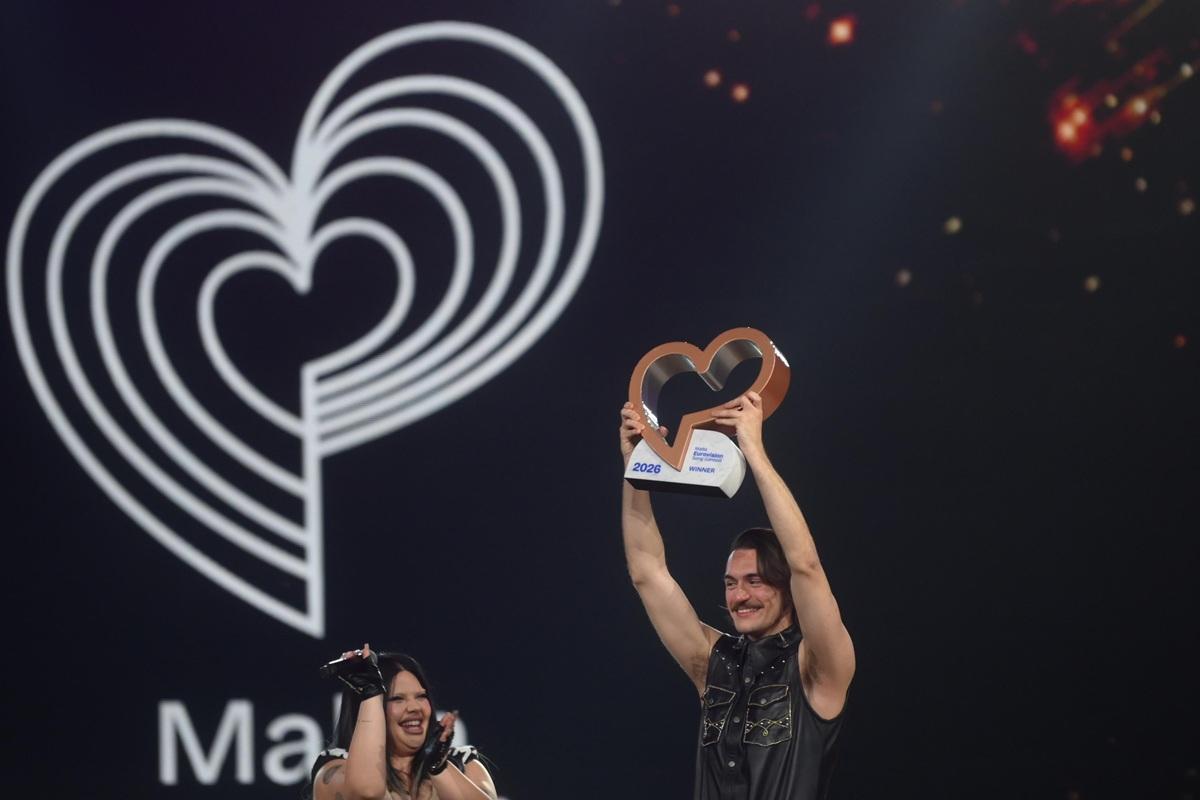Aidan moments after he was announced the winner of the 2026 Malta Eurovision Song Contest. Photo: Jonathan Borg