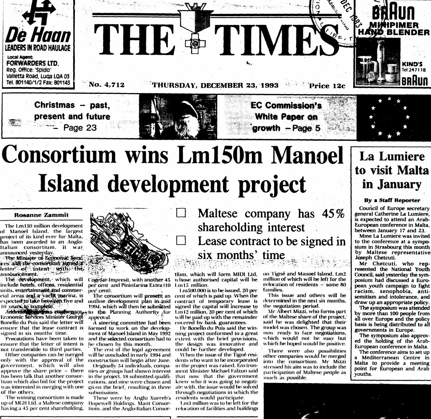 MIDI were selected as the preferred bidder in the run-up to Christmas day in 1993.