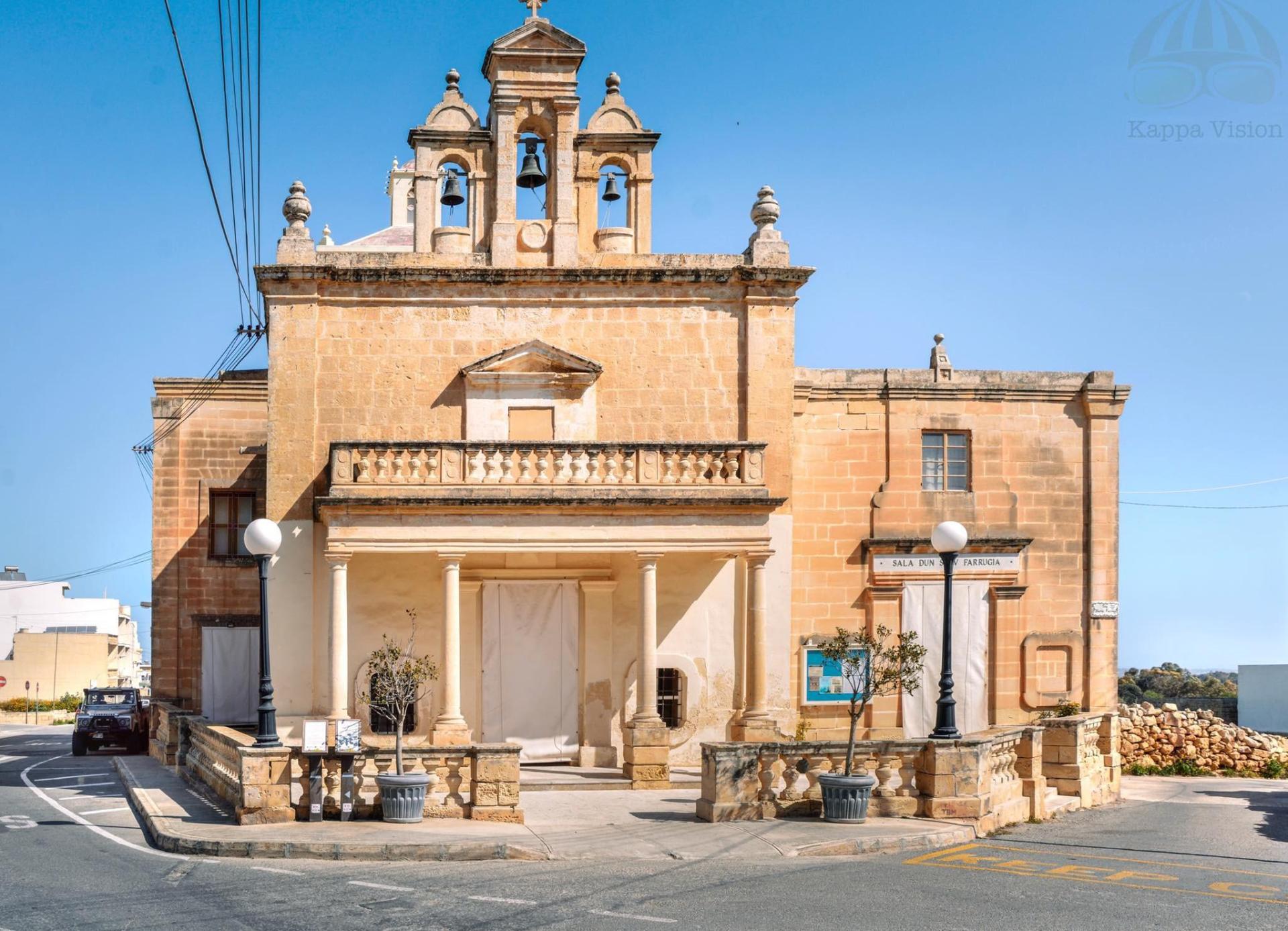 The Santa Marija ta' Bubaqra church today and the hall (right) dedicated to Fr Salv Farrugia.