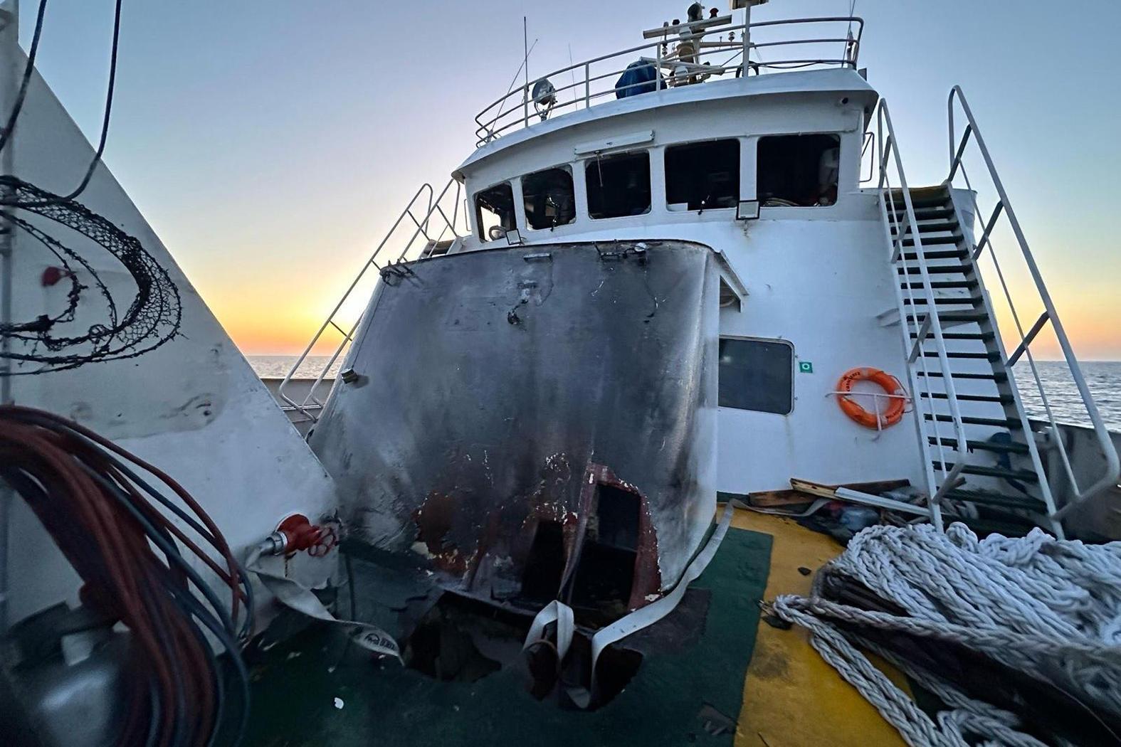 The Conscience suffered damage to its bow. Photo: Freedom Flotilla Coalition