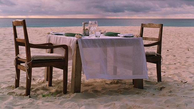 Dinner on the beach at North Island, Seychelles.