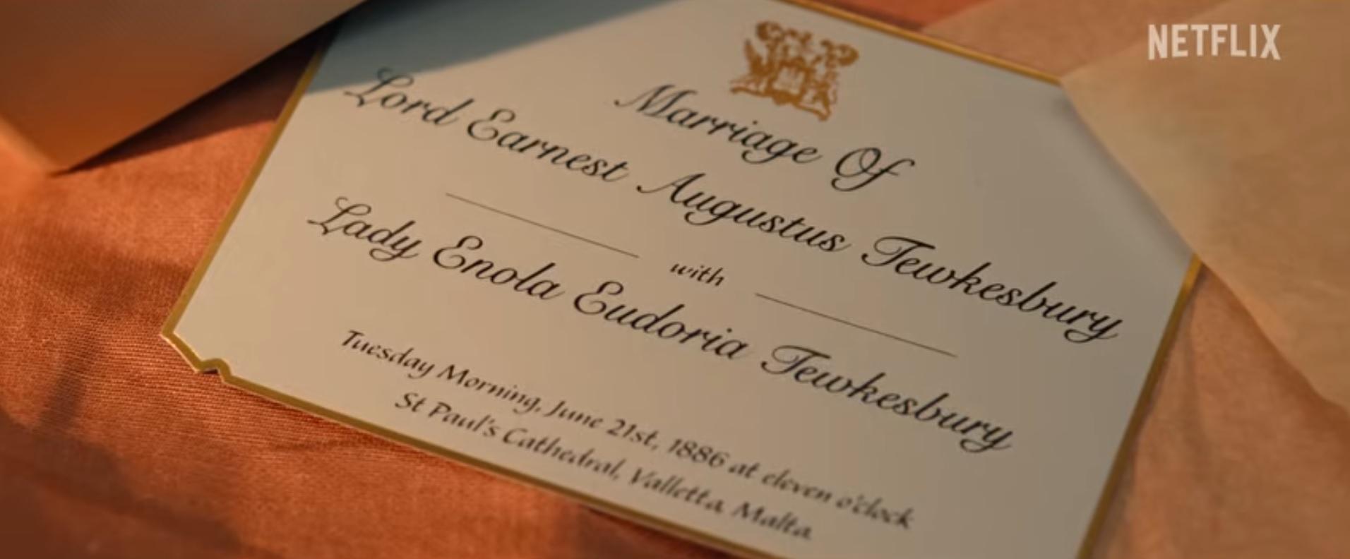 Lord Earnest and Lady Enola's marriage is set to take place in St Paul's Cathedral. Screenshot: Netflix/Enola Holmes 3