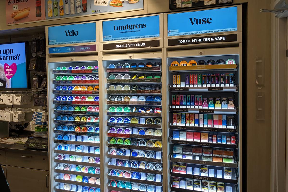 The number of traditional smoking products seemed paltry next to quantities of alternatives in Stockholm shops. Photo: James Cummings
