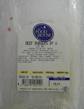 Beef burgers by The Food House.