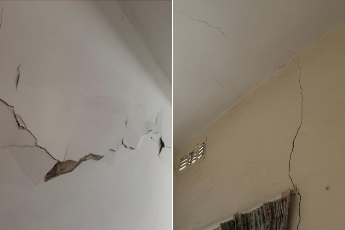 The cracks found in the building two days before the collapse. Photo: Christopher Mintoff