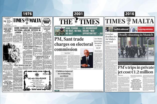 July 23: The front page of Times of Malta 10, 25 and 50 years ago