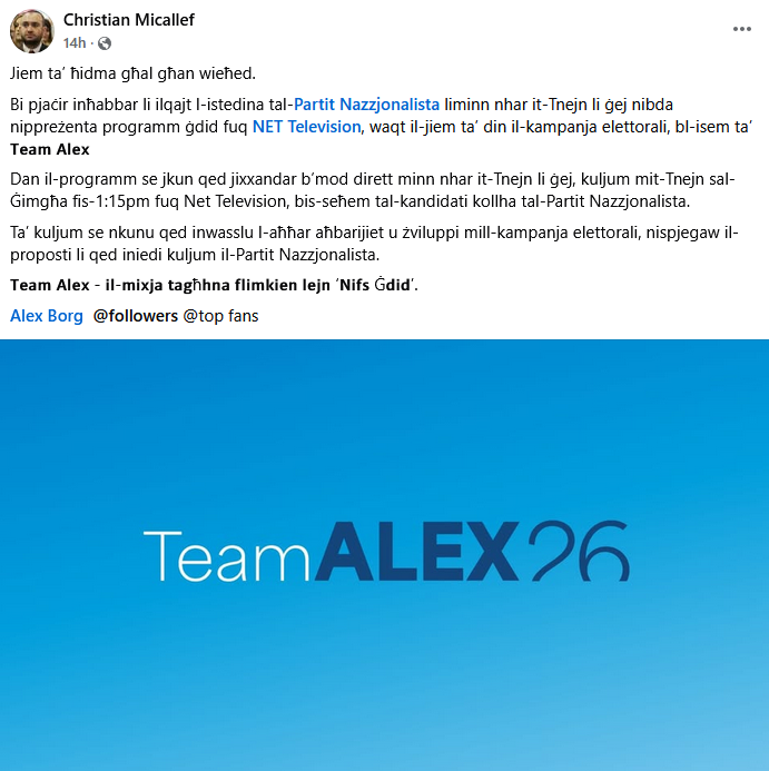 Christian Micallef will be hosting Team Alex