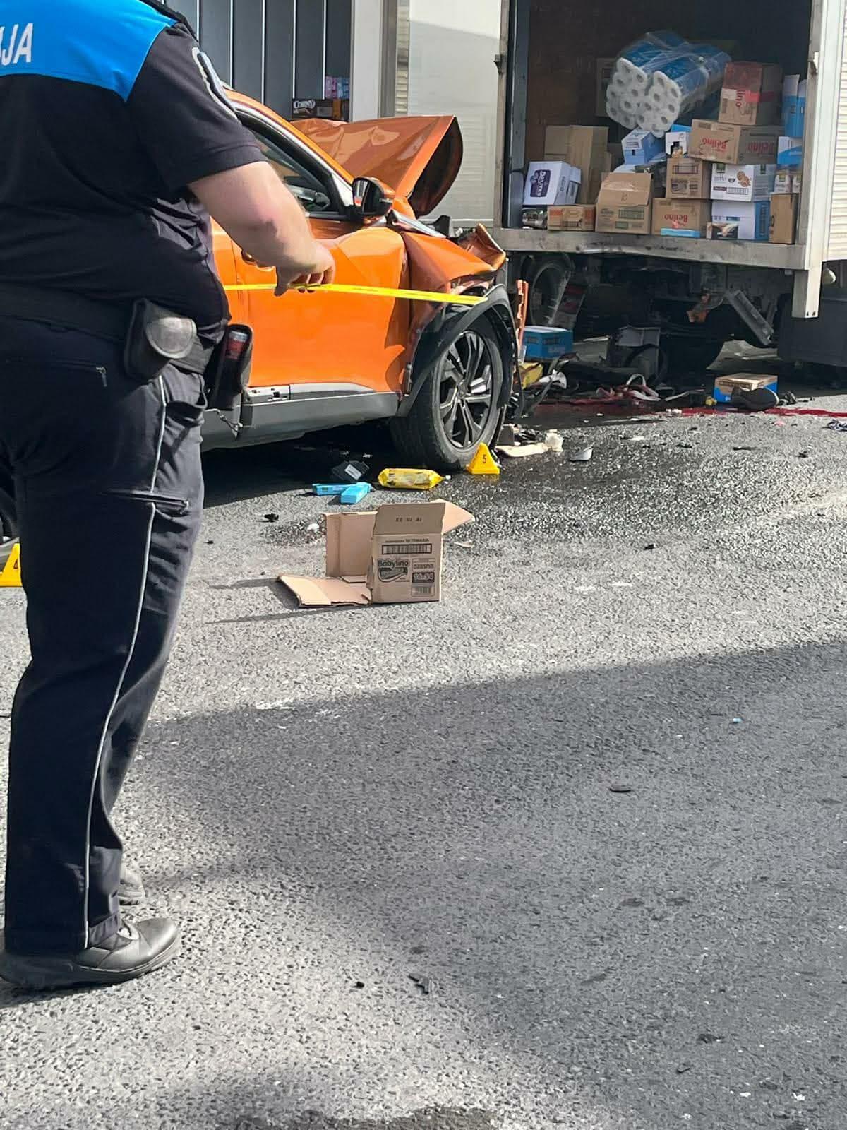 A police officer at the scene of the crash.