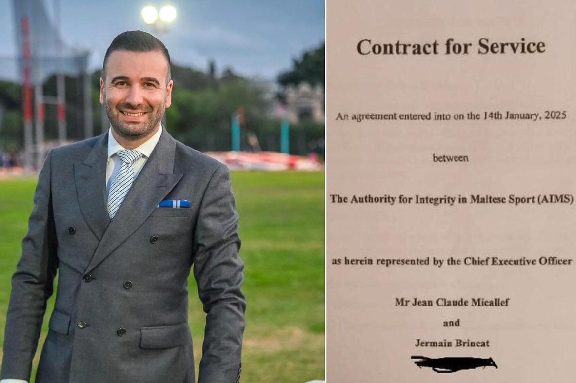 Jean Claude Micallef and (right) the contract in question.