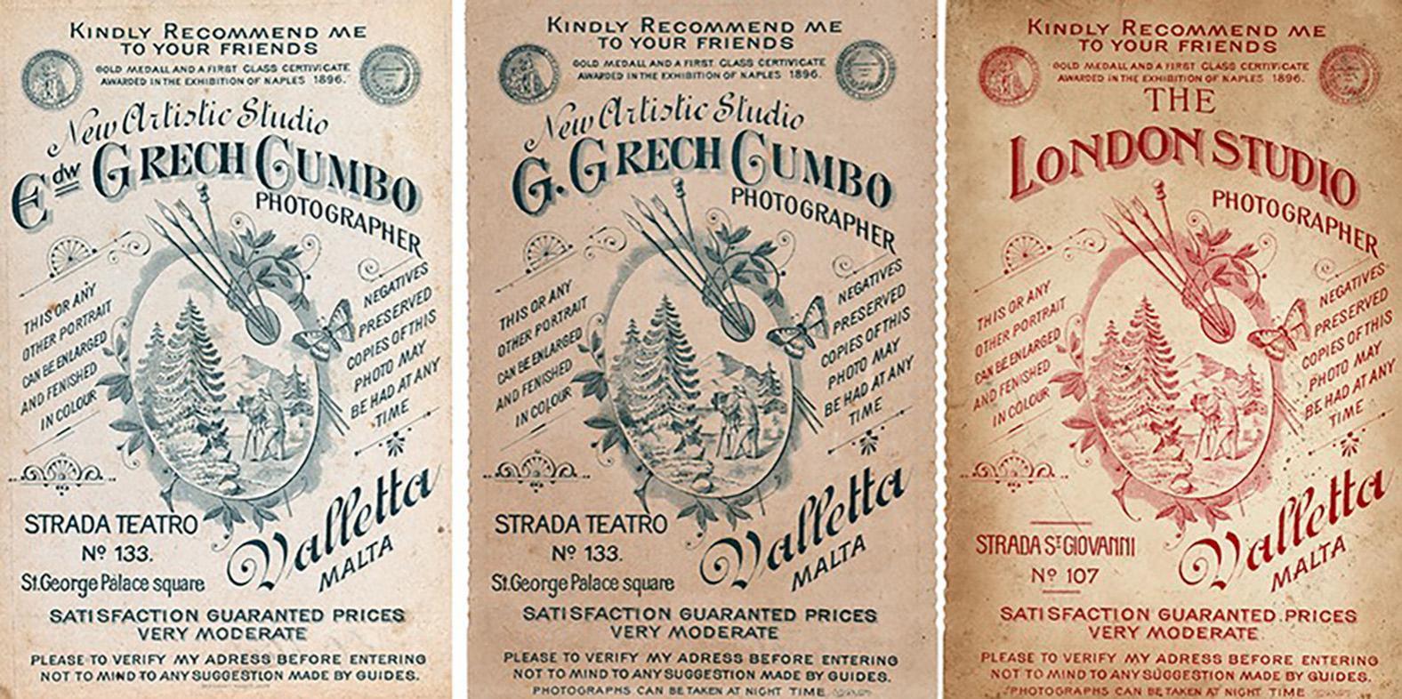 An advert showing a second London Studio operated by Edoardo Grech Cumbo.