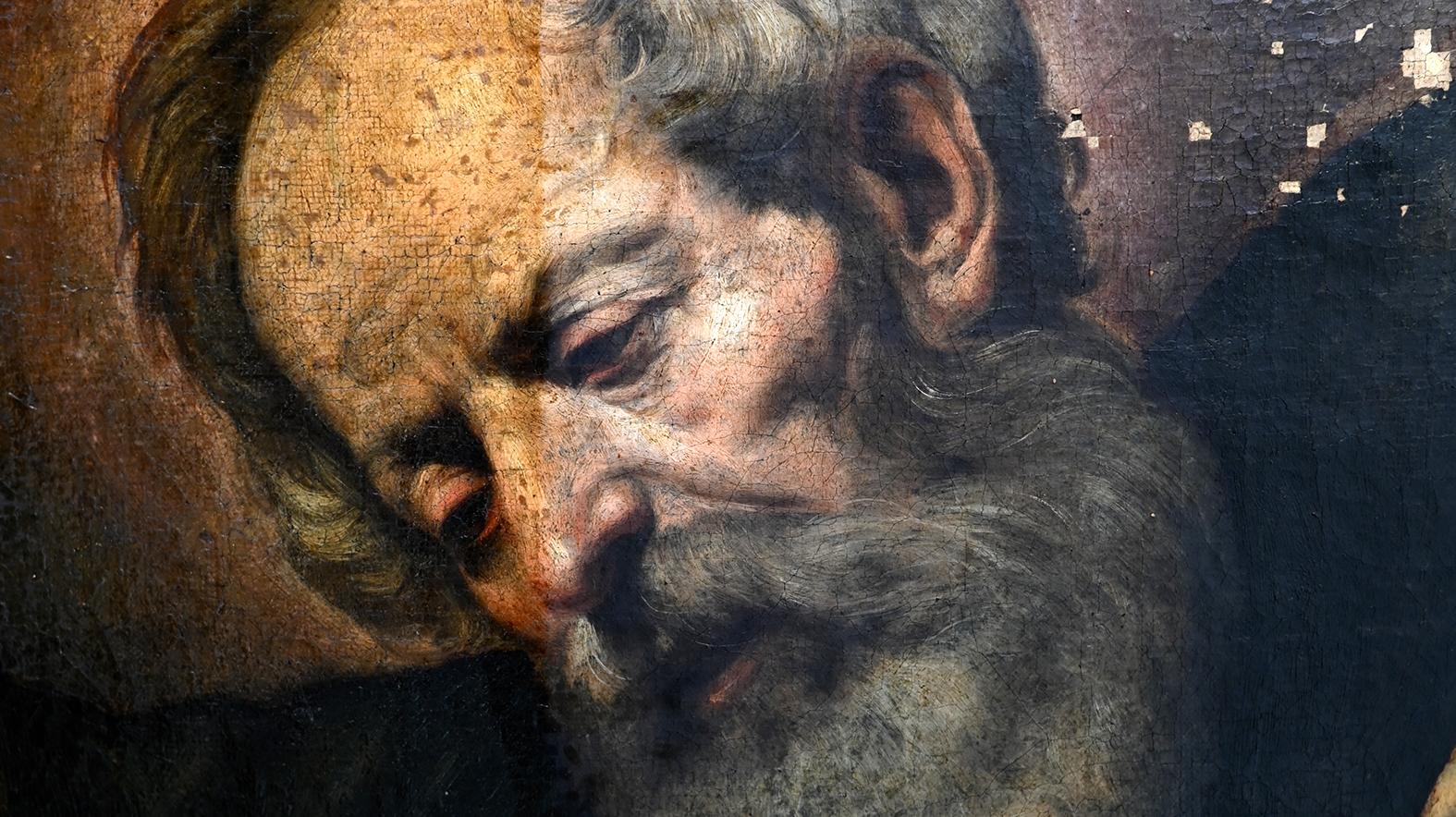 Detail during removal of non-original varnish.