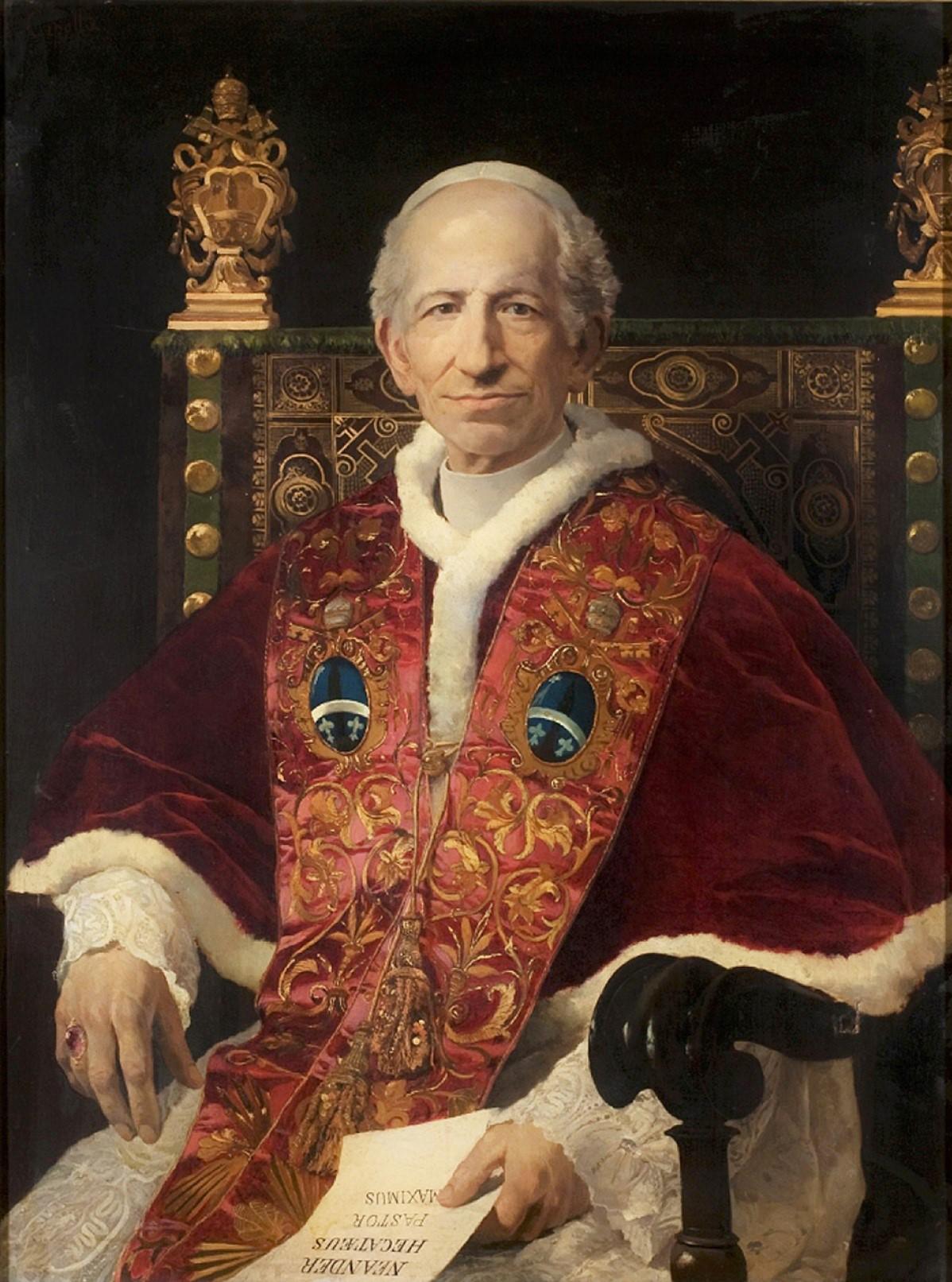 Portrait of Pope Leo XIII (1810-1903, reigned 1878-1903), by Fabio Cipolla (1854-1935) Photo: Wikipedia Commons