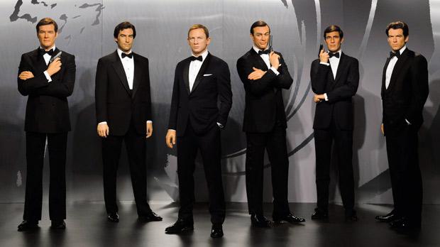 on arms wax from Collection: Moore, Bond Roger Daniel left, Craig Timothy Dalton, on arms wax from Collection: Moore, Bond Roger Daniel left, Craig Timothy Dalton,