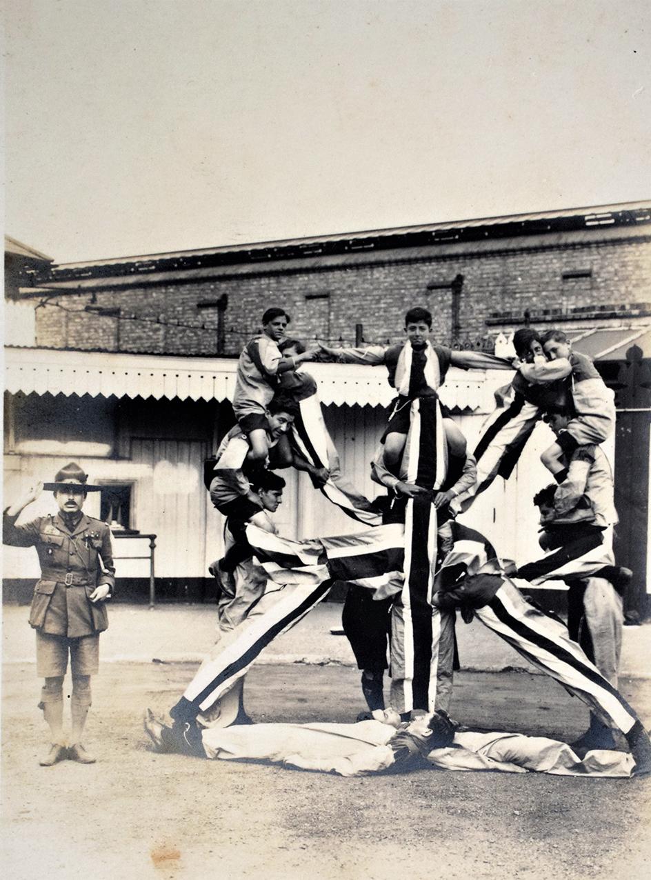 Maltese boy scouts of the 1930s forming a Union Jack.