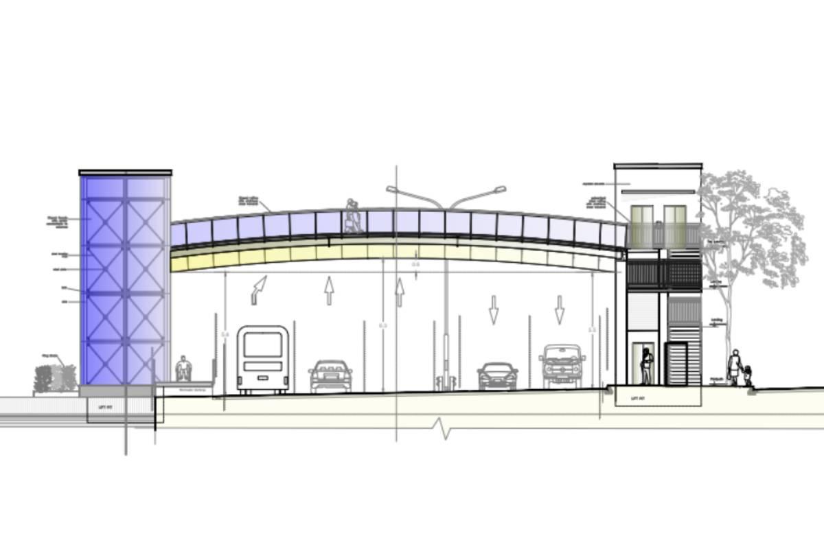 The design of the bridge as submitted to the Planning Authority.
