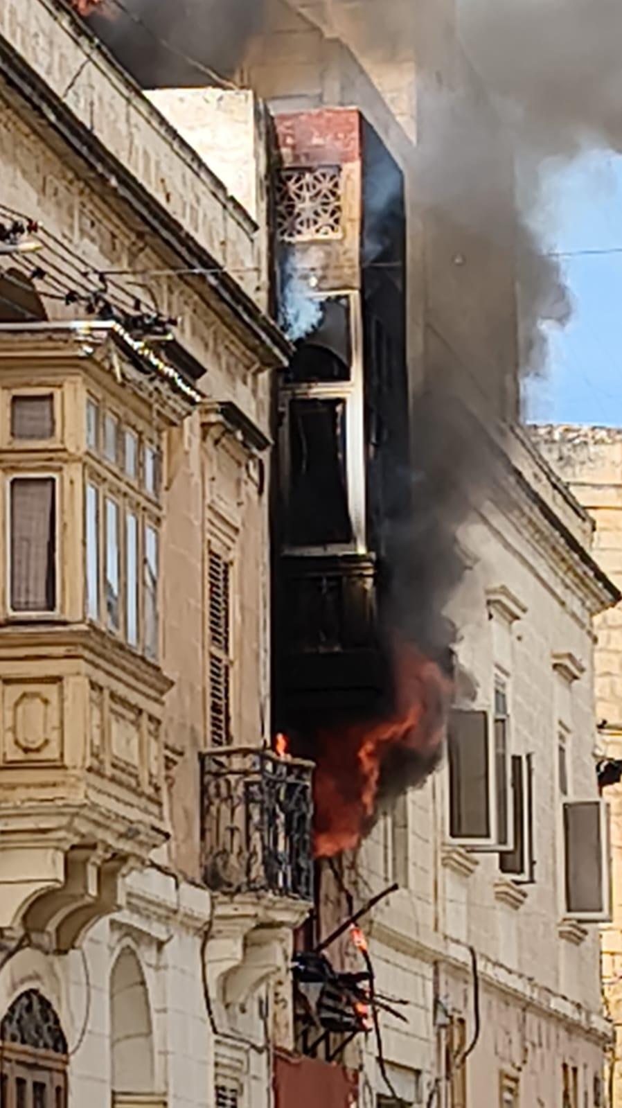 The blaze in Birkirkara on Monday afternoon. Dorian Bonnici.