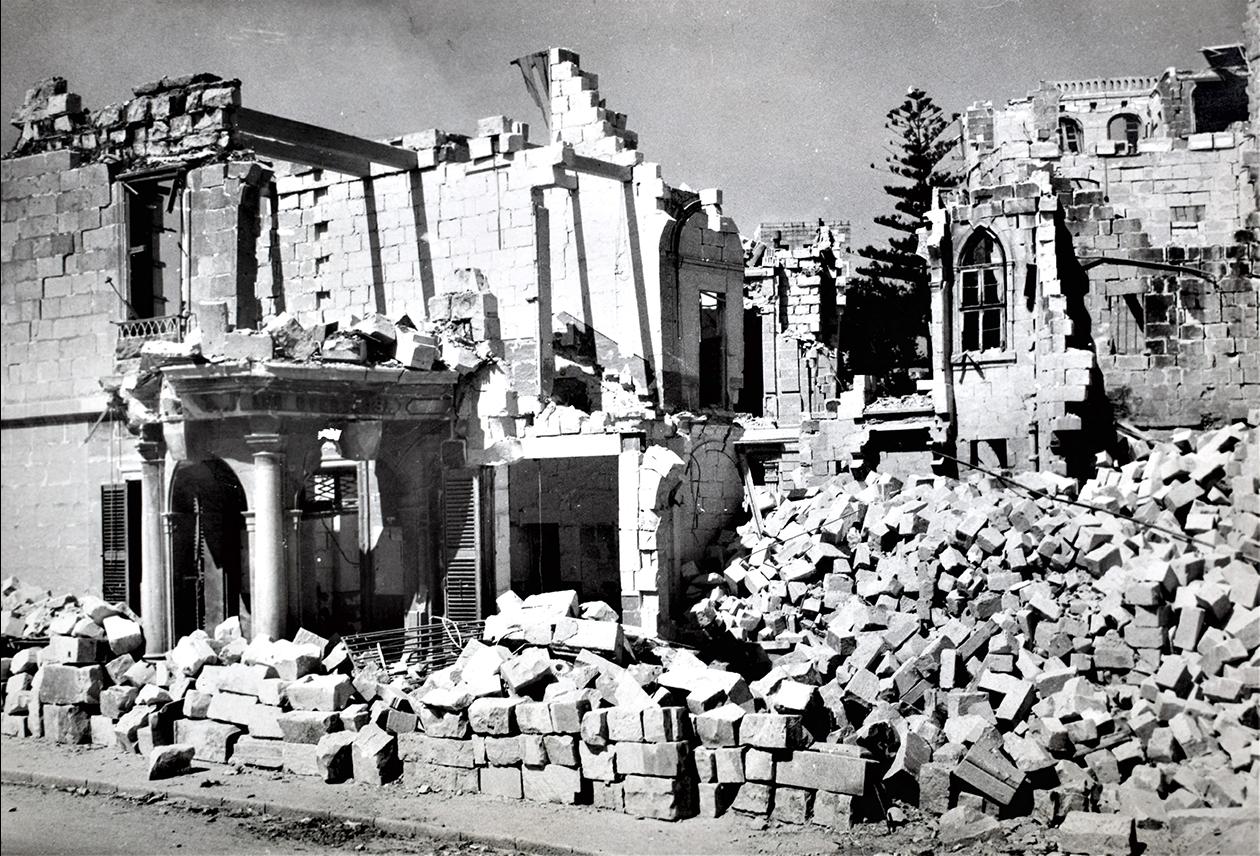A Barclays Bank branch in Sliema was heavily damaged during World War II.