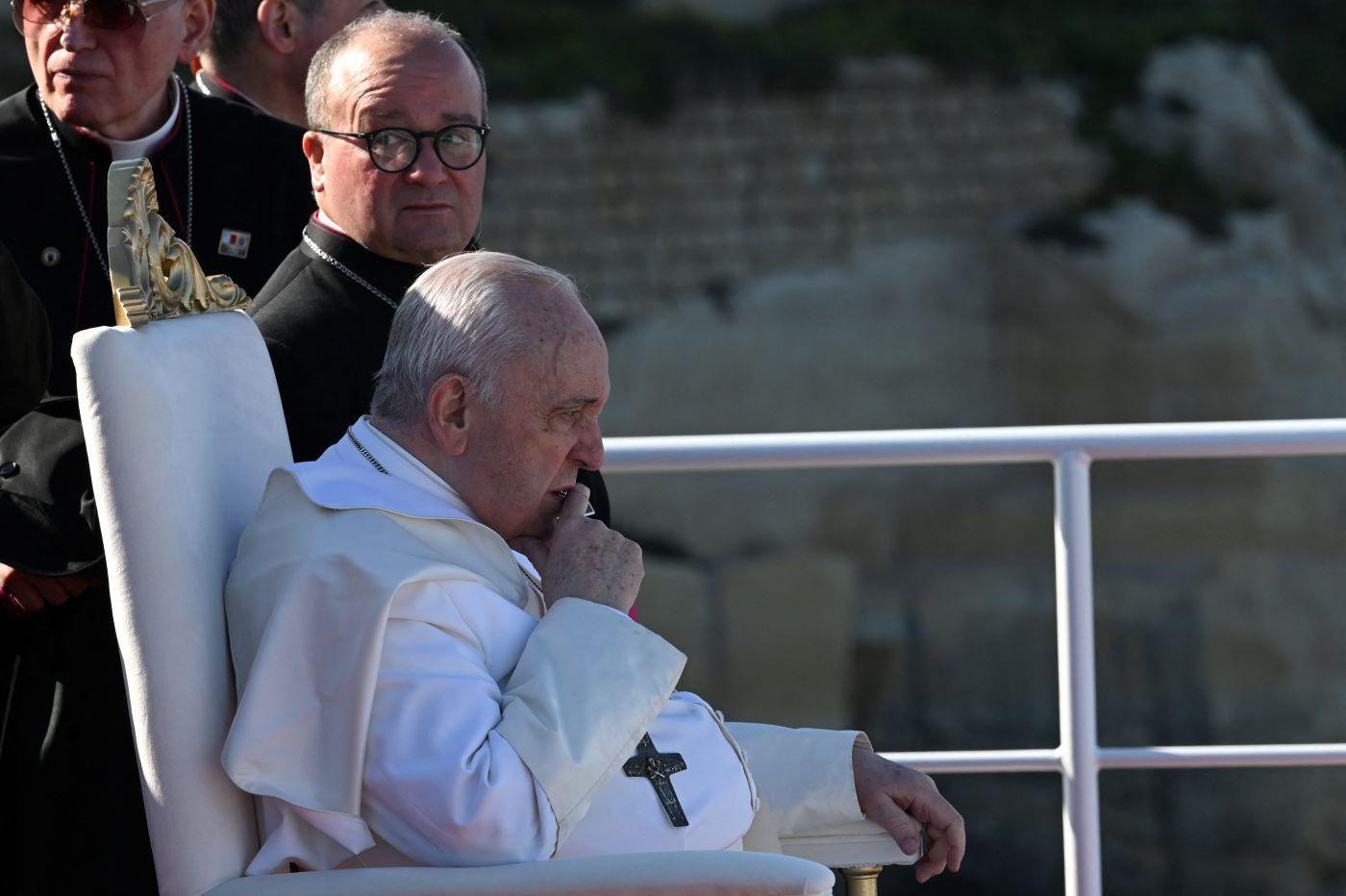 Archbishop Charles Scicluna and Pope Francis in Malta in 2022. Photo: AFP