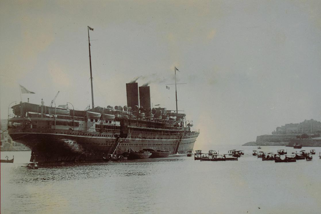 A passenger ship in Marsamxett Harbour – the Teutonic or the Medina?