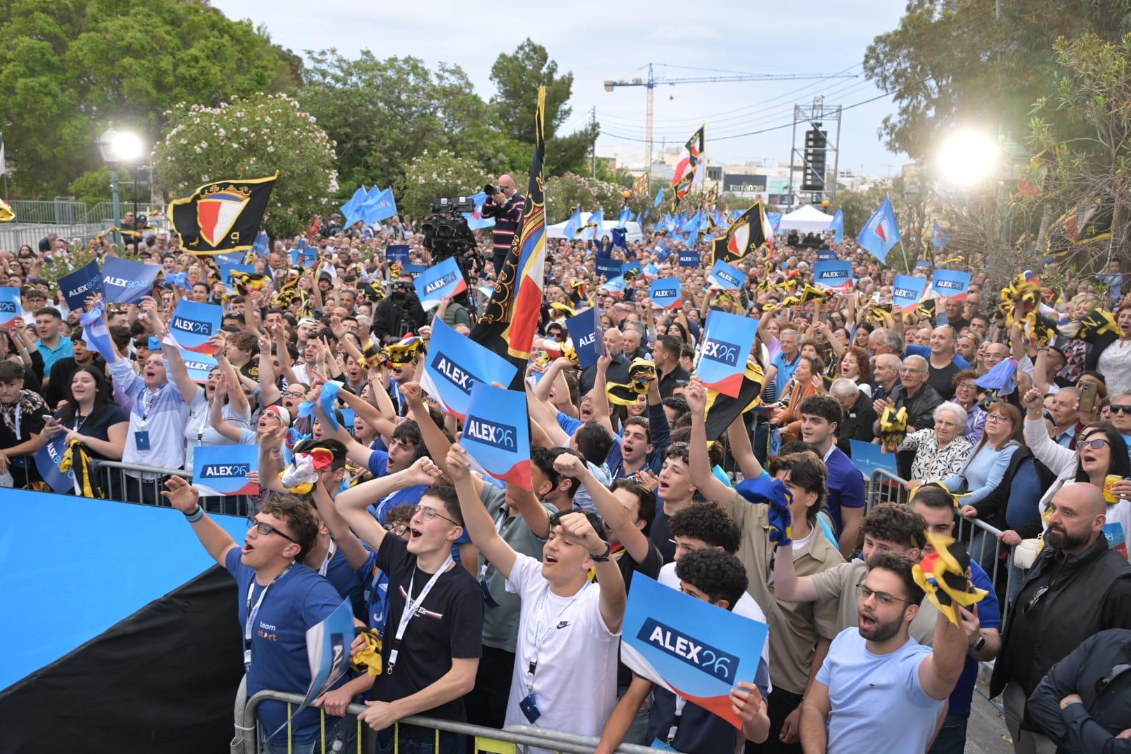 Youths gathered in Lija for the PN rally.