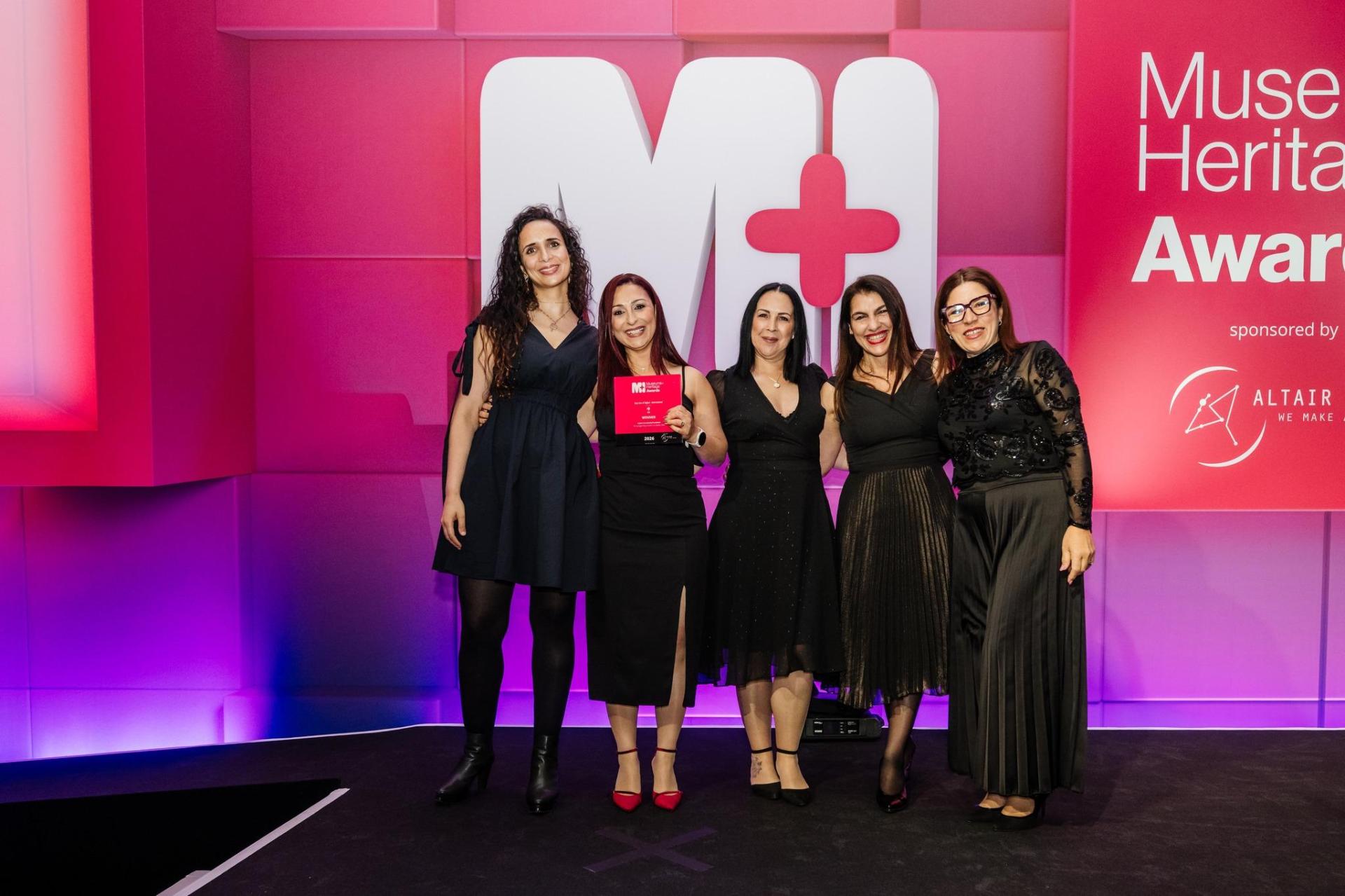 L-R: Roanne Mangion, Marie Bartolo, Rosalie Farrugia and Marika Muscat representing St John's Co-Cathedral at the Museums + Heritage Awards. Photo: Hayley Bray