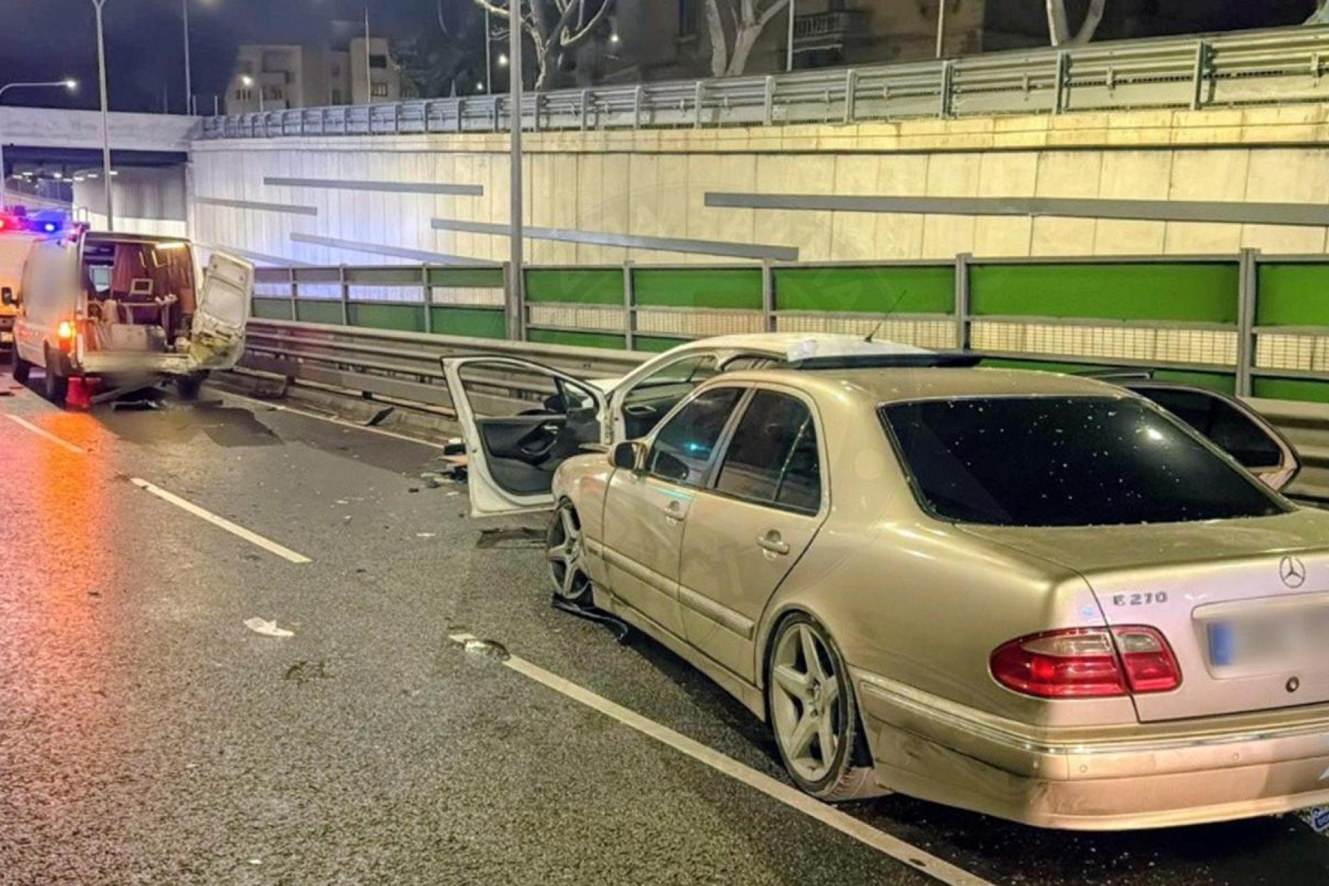 The Tuesday night crash scene, where Transport Malta officials were injured.