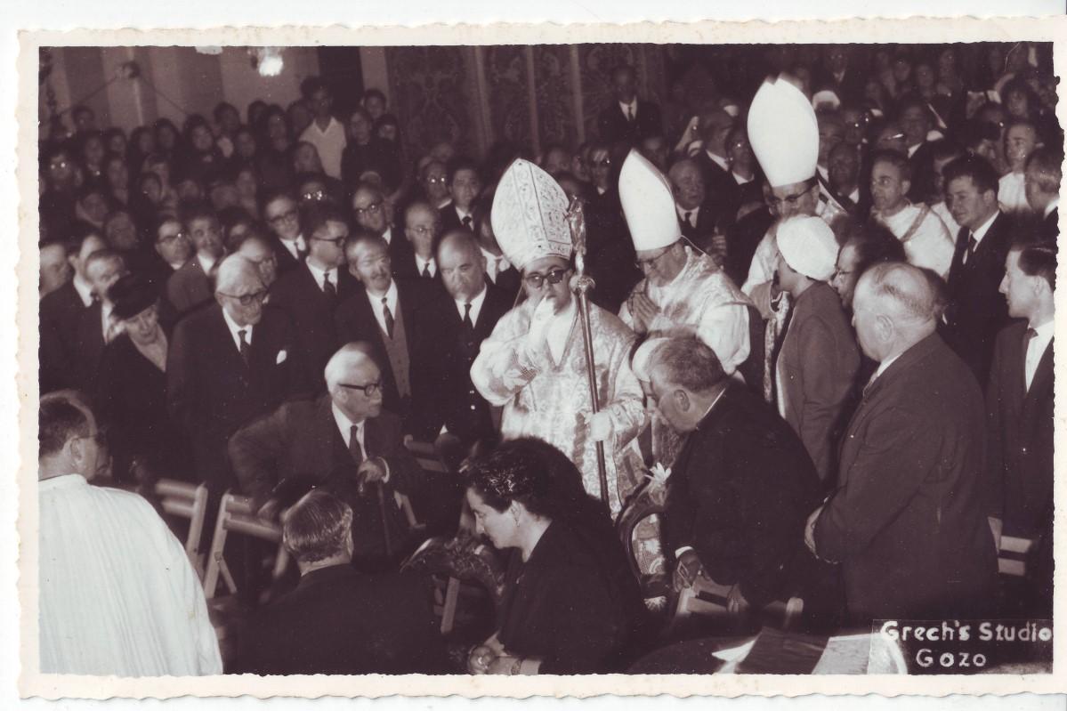 Nikol Cauchi pictured at the Gozo Cathedral during his episcopal consecration as bishop of Gozo in 1972.