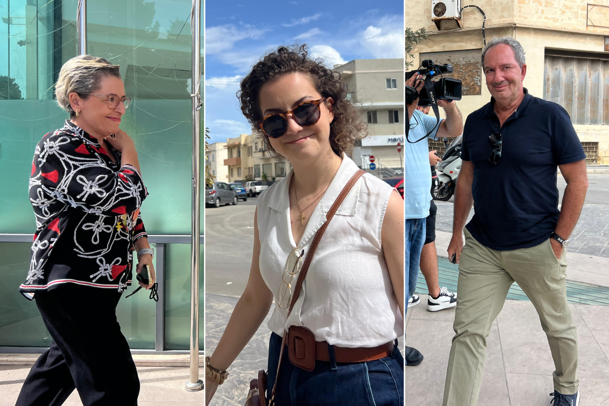More PN MPs entering PN headquarters on Saturday. (L-R): Claudette Buttigieg, shadow minister for Public broadcasting, Eve Borg Bonello shadow minister for Climate Change and Mario De Marco, shadow minister for Tourism. Photos: Chris Sant Fournier