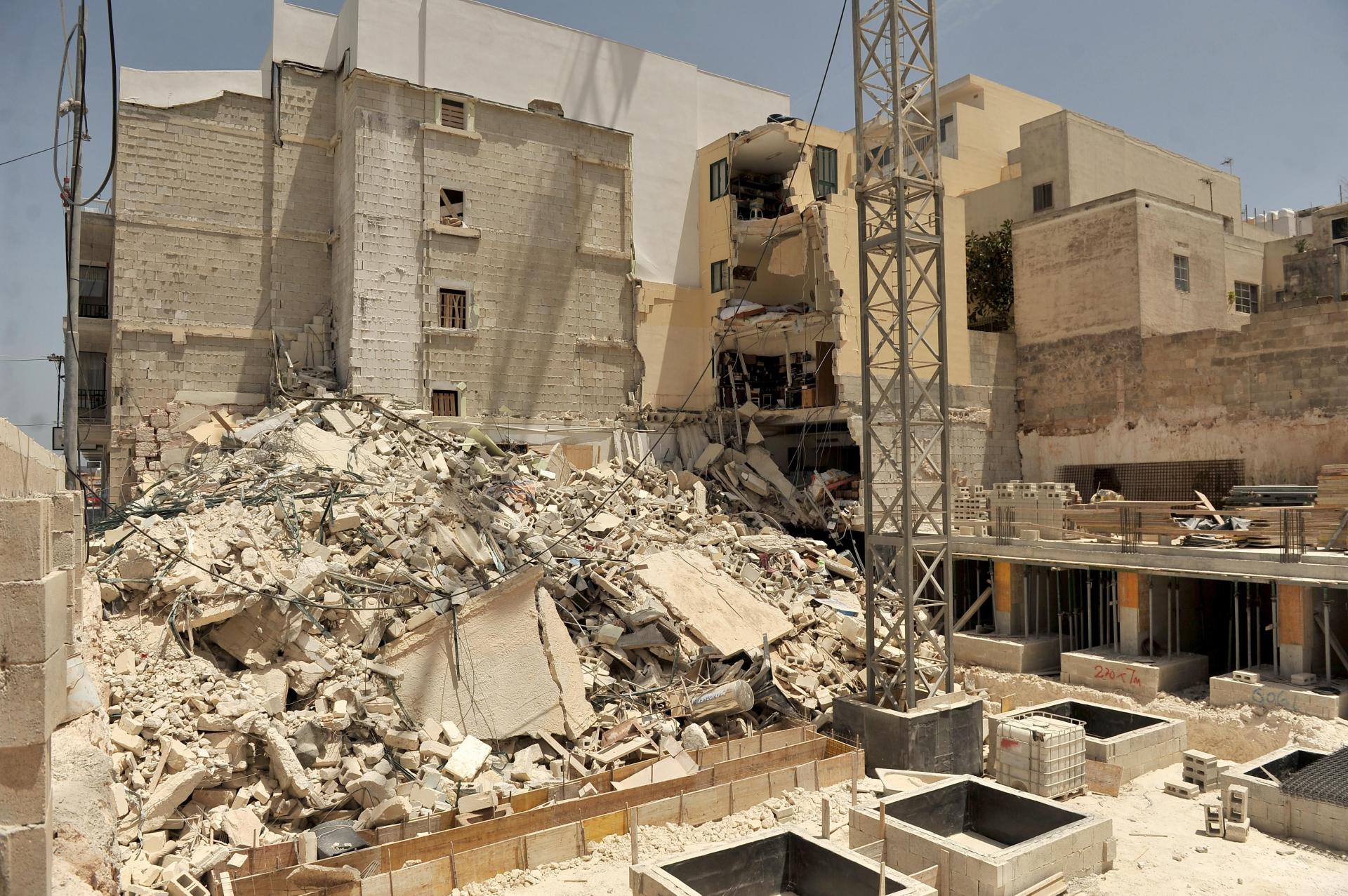 The Mellieħa building collapse which happened on June 8, 2019 at around 6am. Photos: Chris Sant Fournier