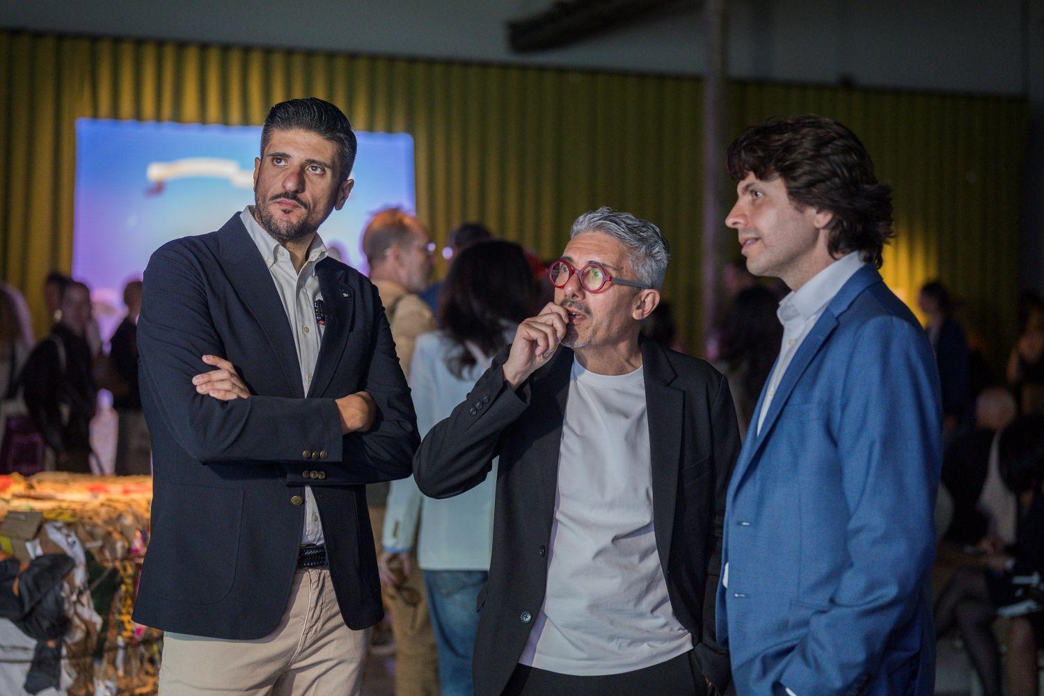 Arts Council chair Luke Dalli, artist Raphael Vella and ambassador to Italy Daniel Azzopardi.