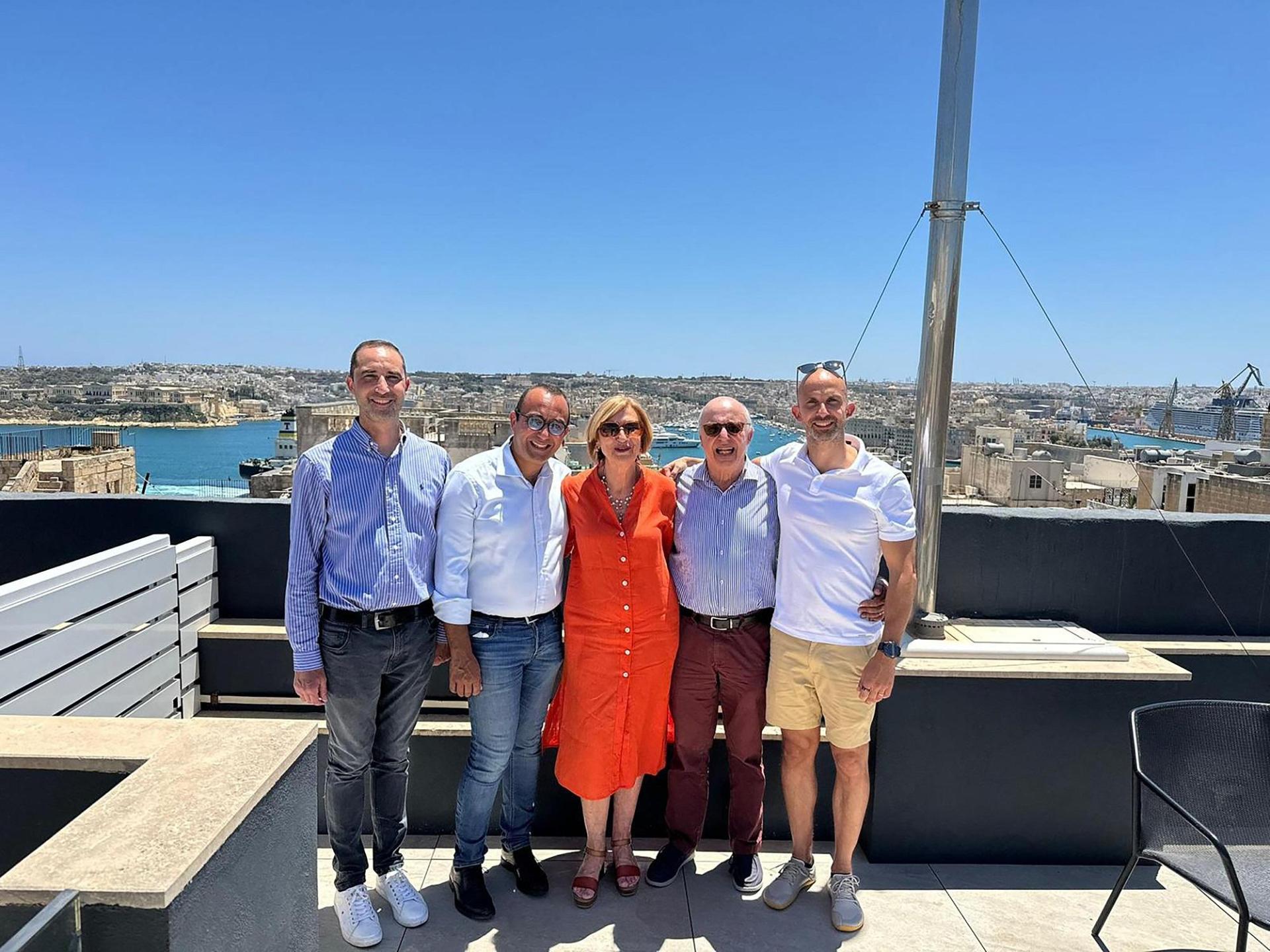 The whole family: (from left) Simon, Karl, parents Simone and Francis, and Nicky. Family photo