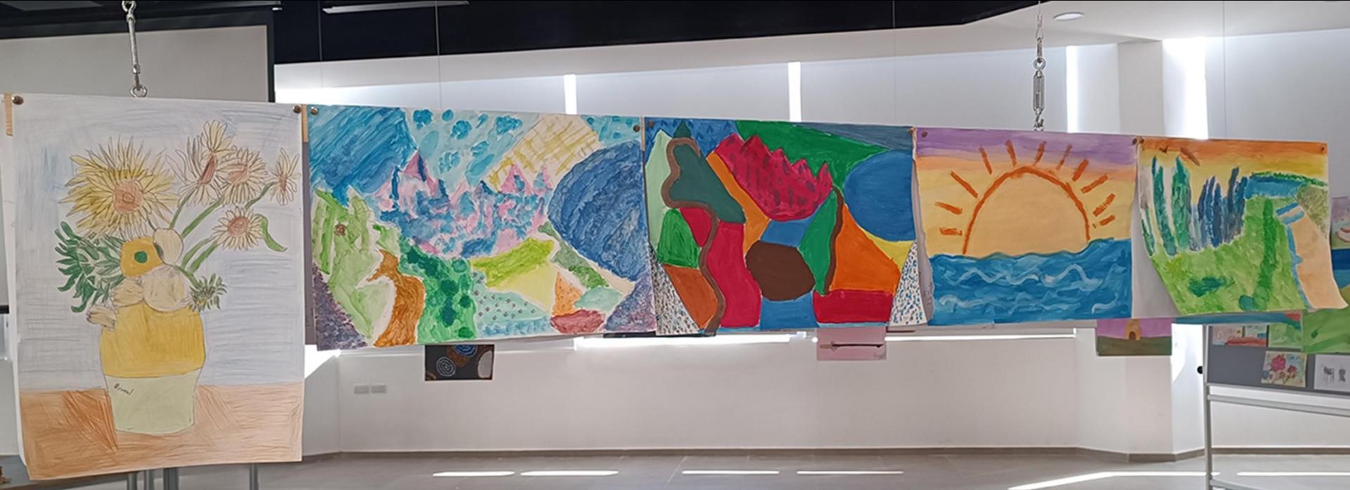 The works created by students in the art club.