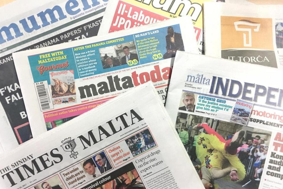 Malta's Sunday newspapers. File photo.