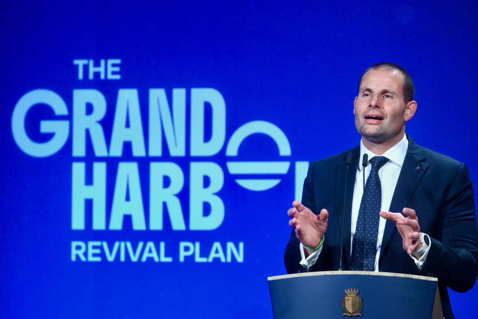 Prime Minister Robert Abela speaking at the launch of the Grand Harbour Revival Plan. Photo: Jonathan Borg