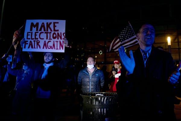 Trump supporters have taken to the streets since the polls closed on November 3. Photo: Nicole Hester/AP