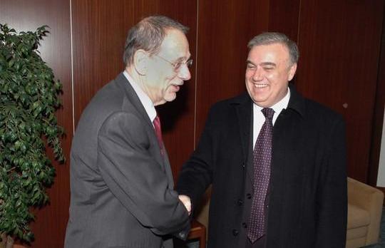 Javier Solana seen with Dr Michael Frendo.