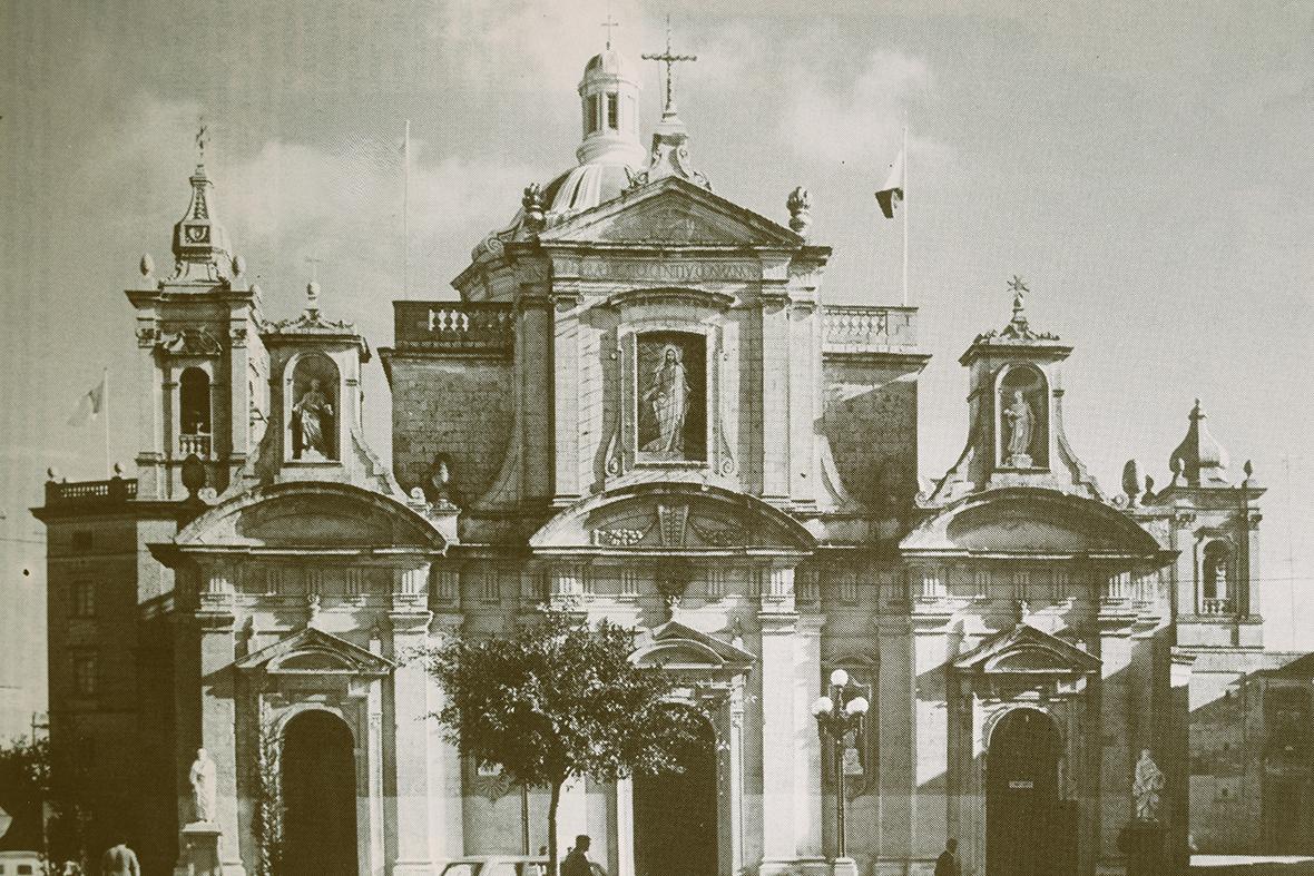 The façade of St Paul’s basilica in Rabat, by Francesco Buonamico.