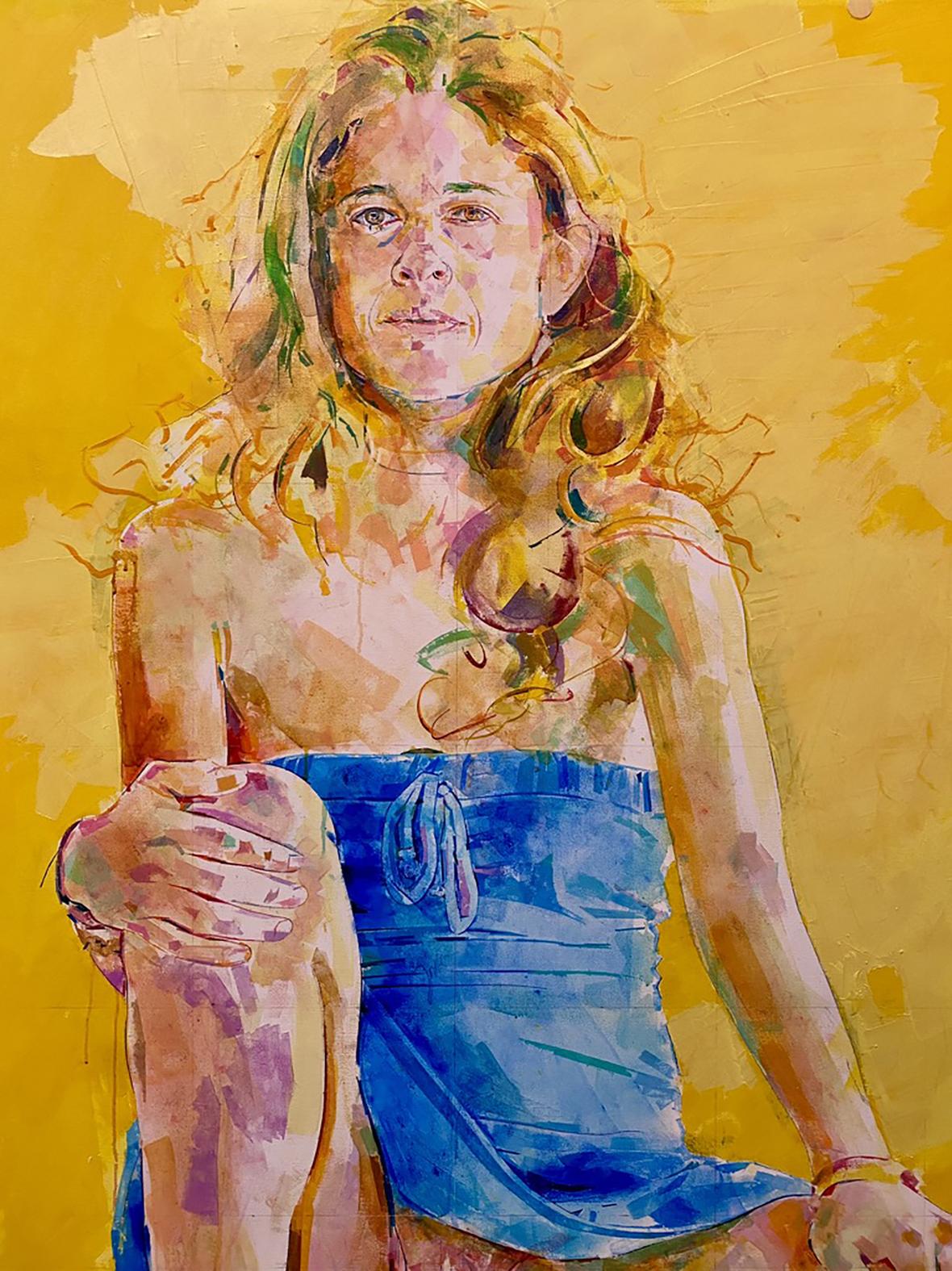 <em>Blue dress II</em>, detail, unfinished