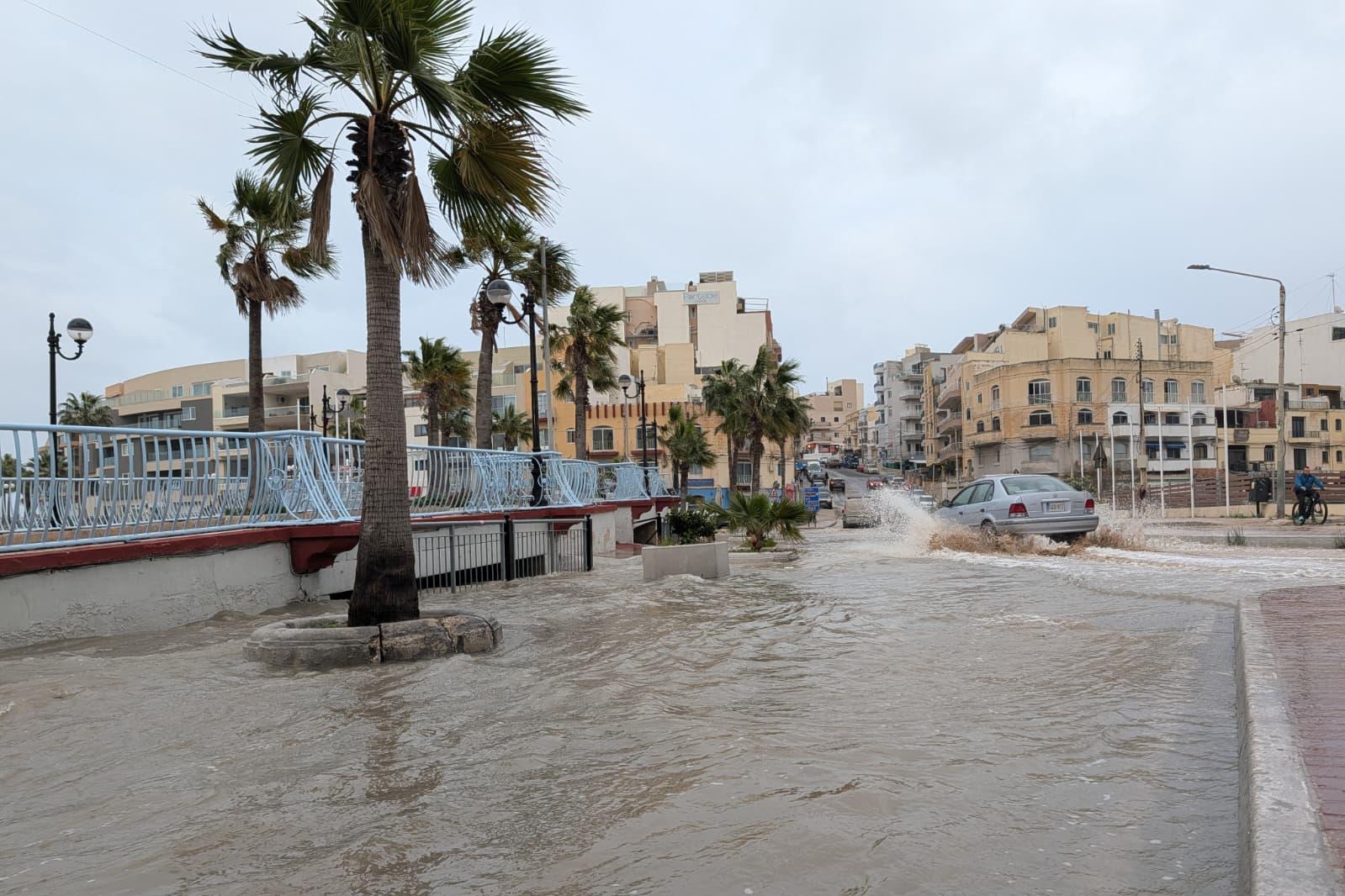 Seawater flooding in Marsascala. Photo Chris Sant Fournier.