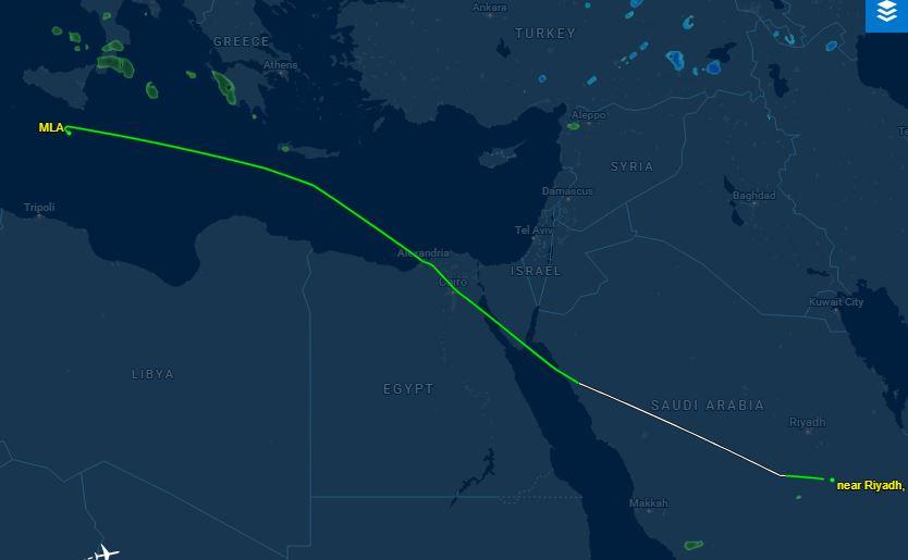 The flight path. Image: Flight Aware