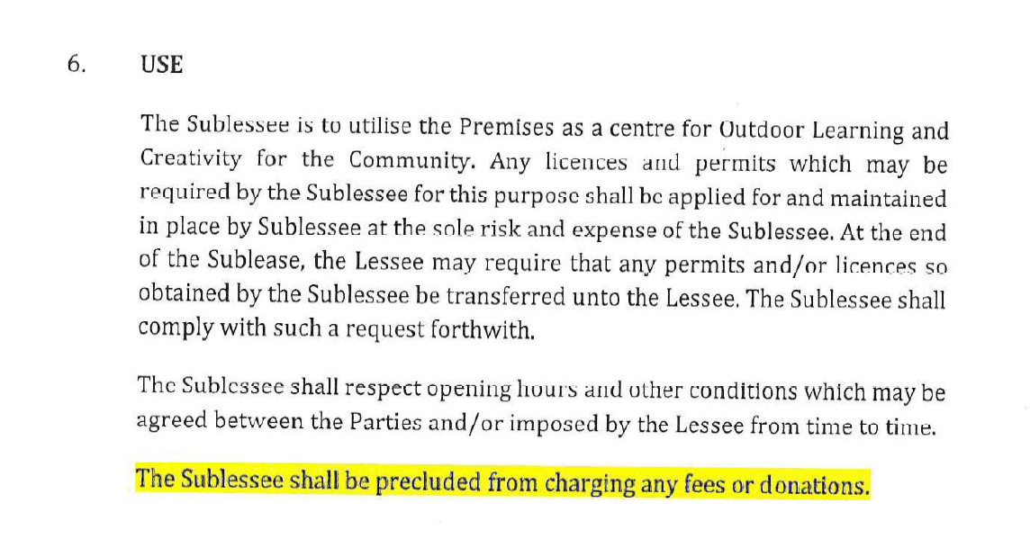 Clause six of the Sub-leasing contract.