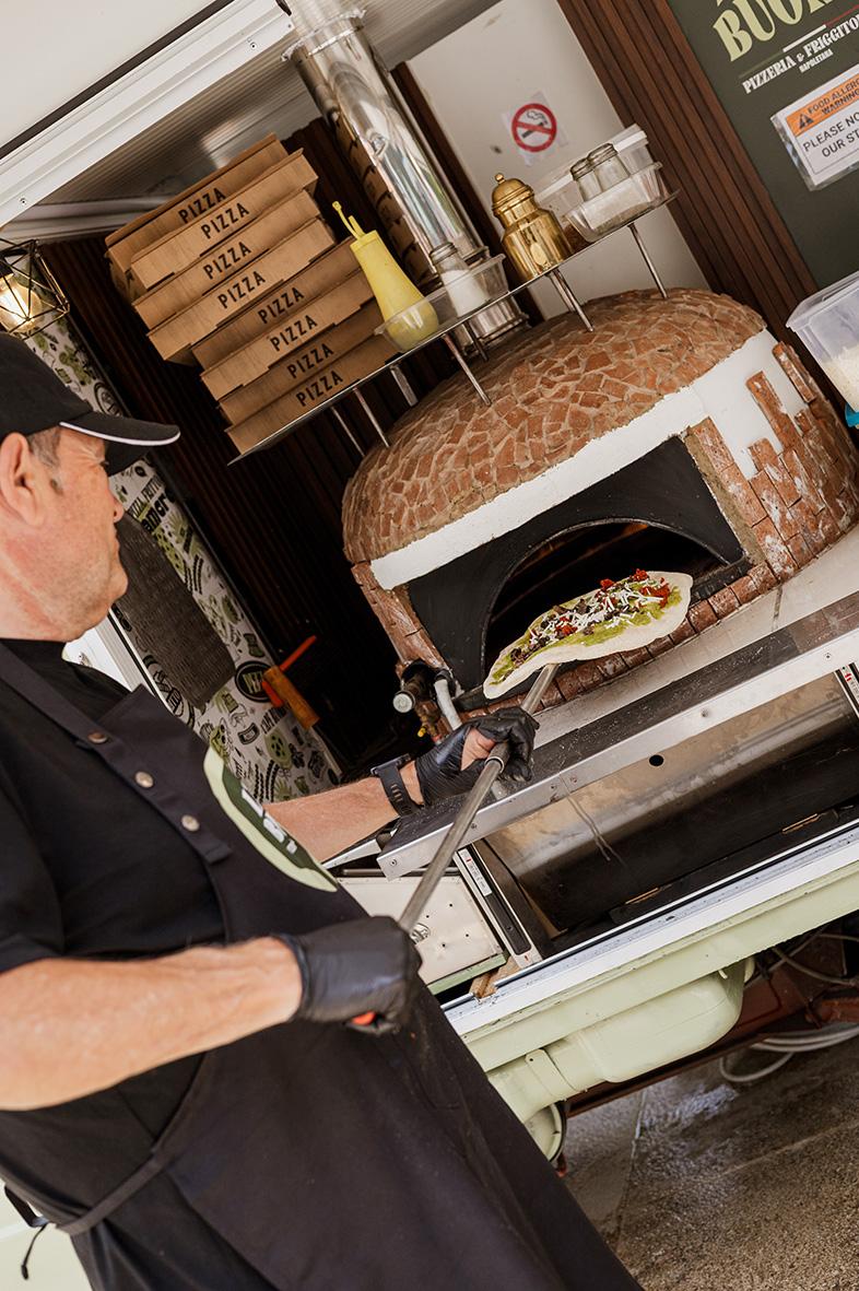 Pizza was one of the many food options available.