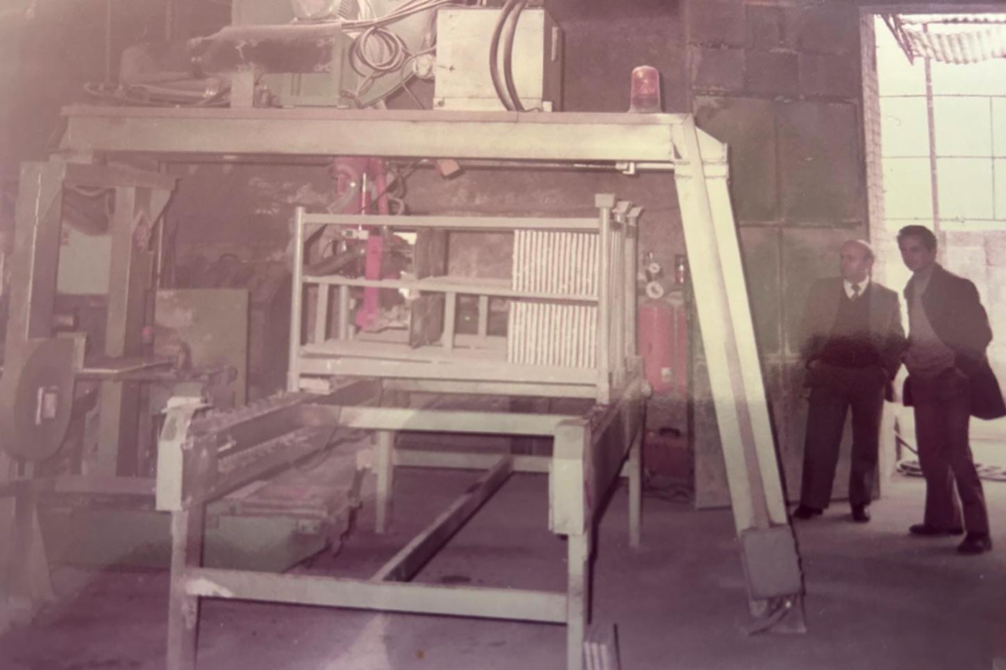 Nazzareno (left) pictured with a machinery supplier from whom he had recently bought equipment.