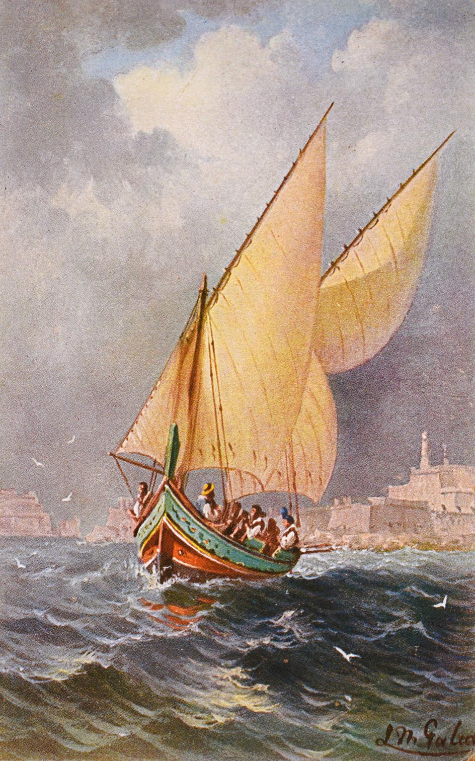 'Gozo Boat in Rough Weather', by Luigi Maria Galea