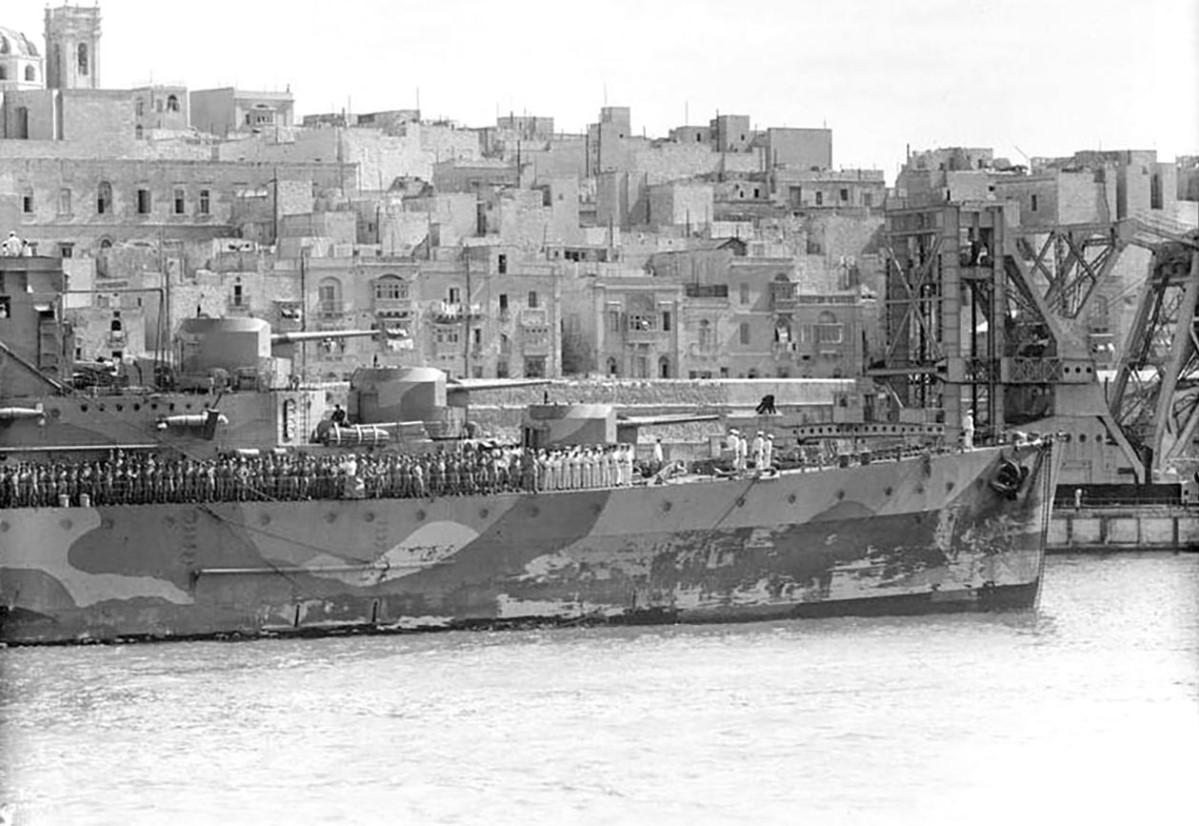 Troops ready to disembark at Grand Harbour in Malta during Operation Halberd.