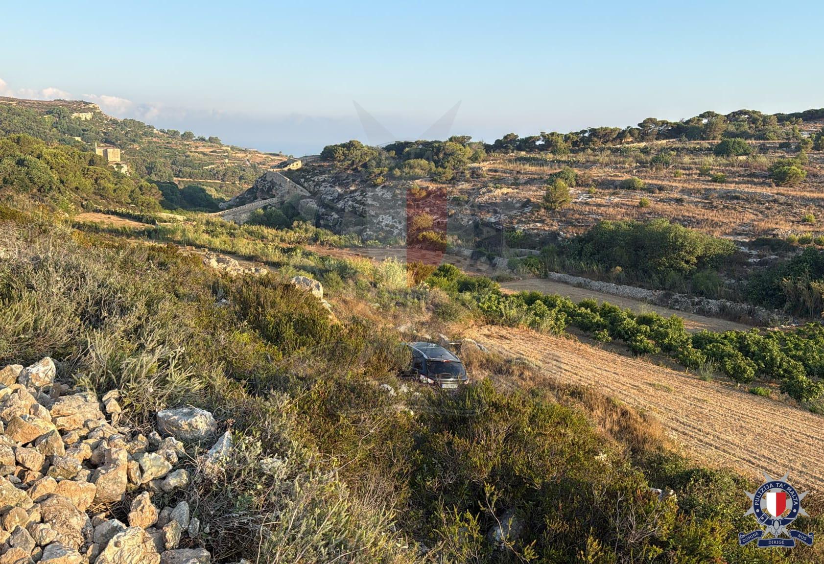 Initial investigations suggest the woman lost control of the vehicle. Photo: Communications Office, Malta Police Force.