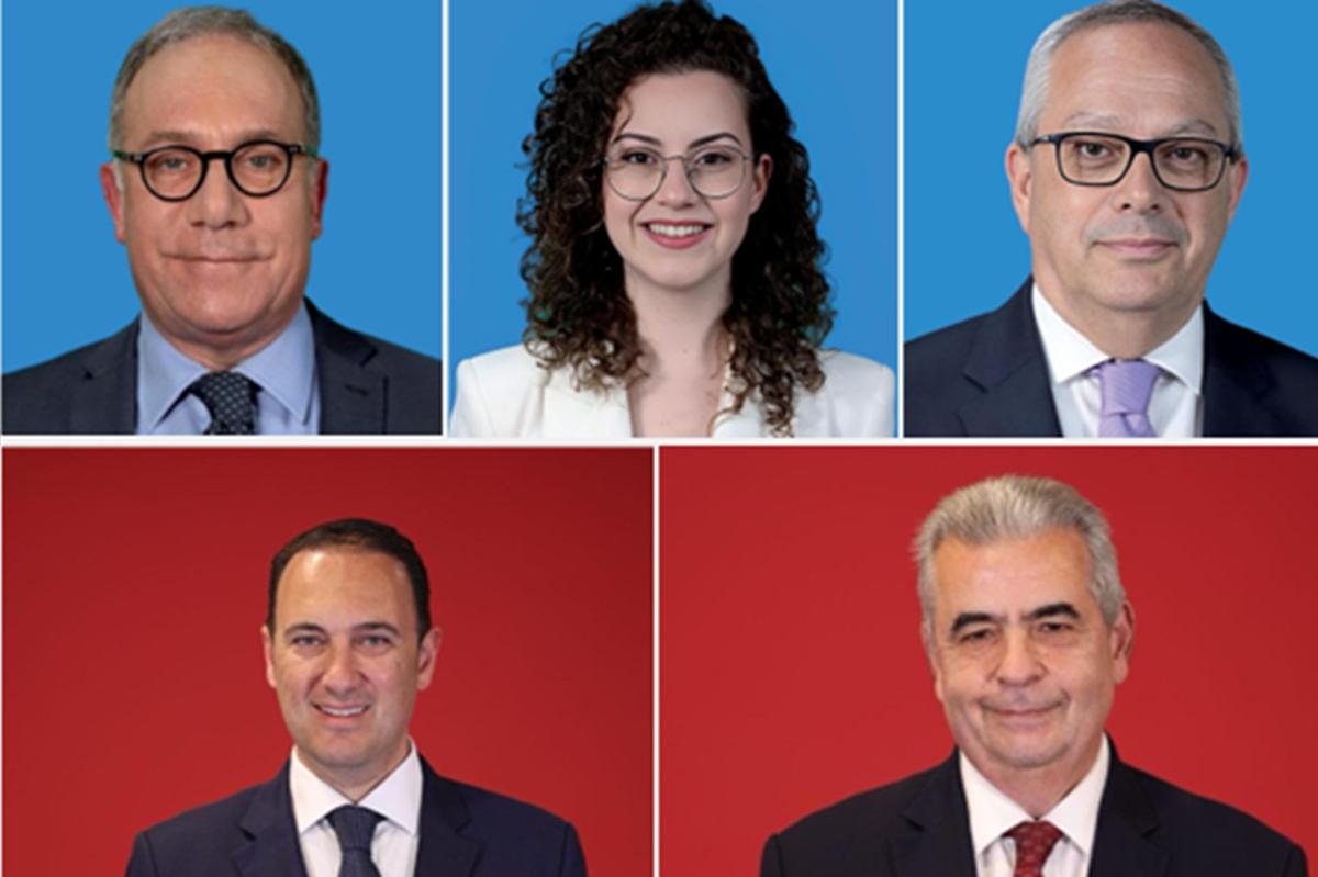The ninth district MPs, top from left, Joe Giglio, Eve Borg Bonello and Alex Perici Calascione. Bottom: Clifton Grima and Michael Falzon.