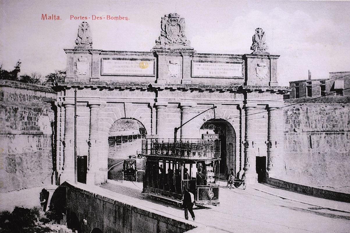 Portes des Bombes and the new tram figure in this Bonello postcard.
