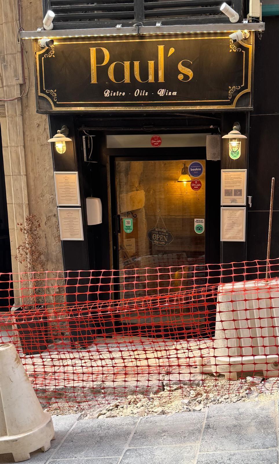 The entrance to Paul's Bistro was blocked by private works earlier this month.