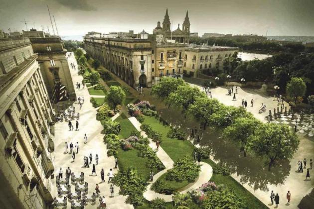 Artist's impression of the initial, and no longer feasible, plan to turn St Anne Street into a garden. Photo: